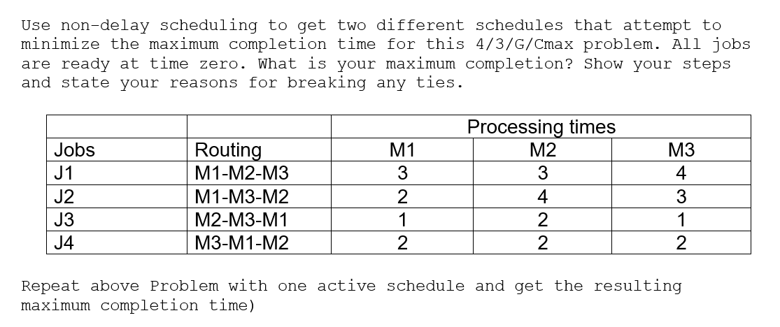 Use non-delay scheduling to get two different
