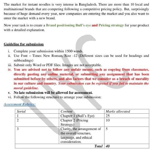 The market for instant noodles is very intense in