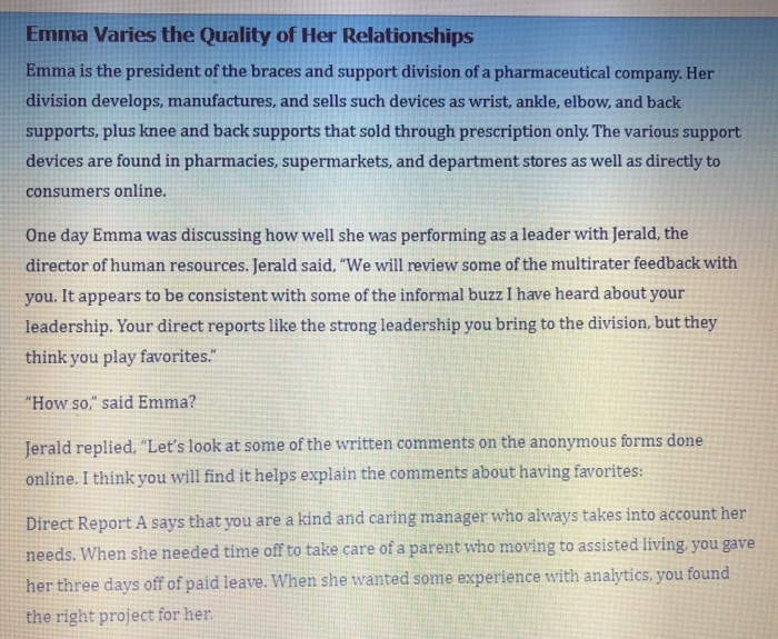 Emma Varies the Quality of Her Relationships Emma