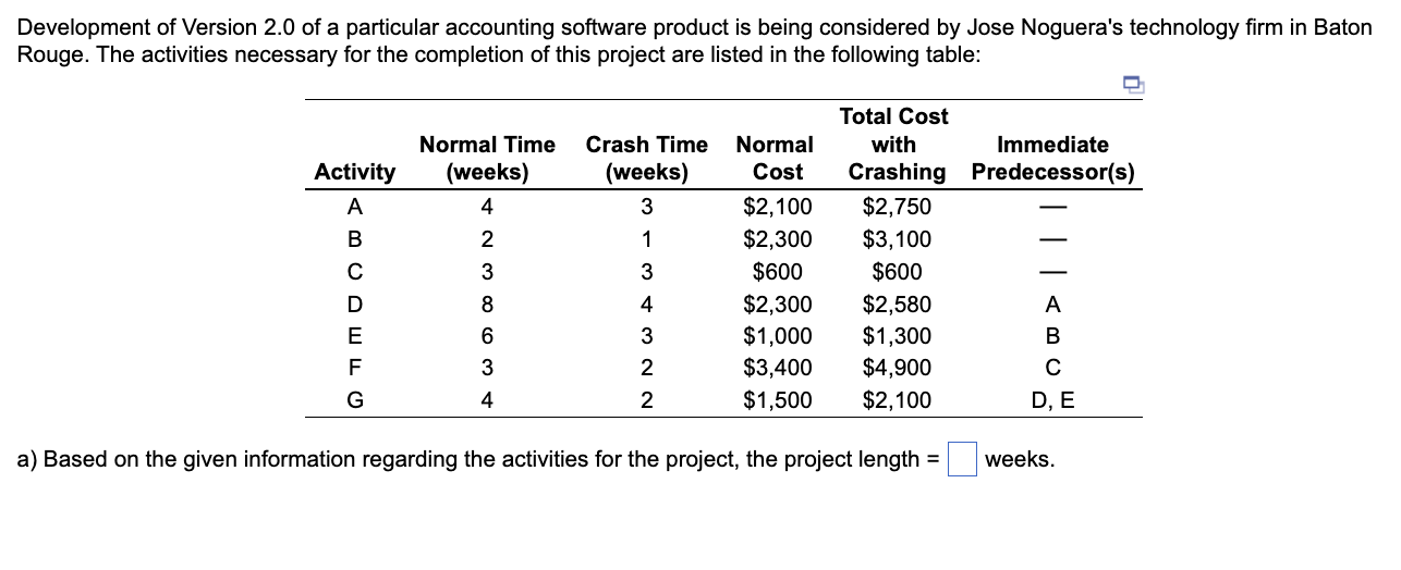a) Based on the given information regarding the