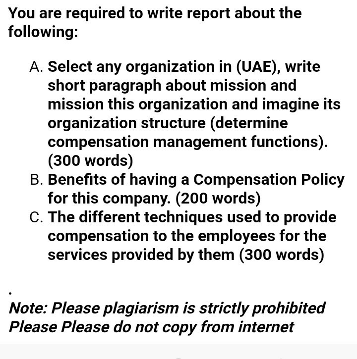 You are required to write report about the