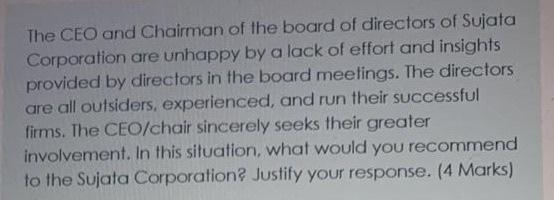 The CEO and Chairman of the board of directors of