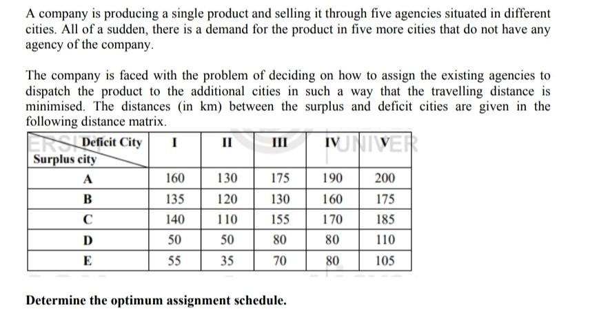 operation research A company is producing a