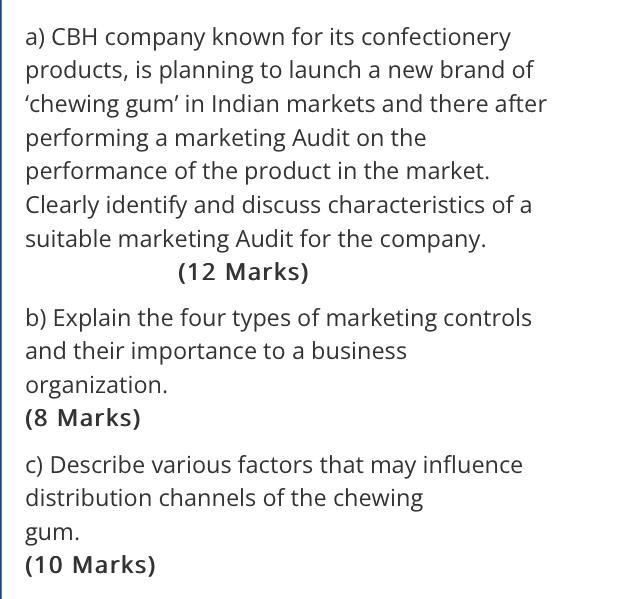 a) CBH company known for its confectionery