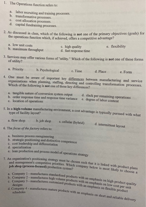 homework help 1. The Operations function refers