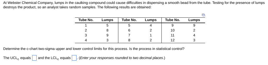 At Webster Chemical Company, lumps in the