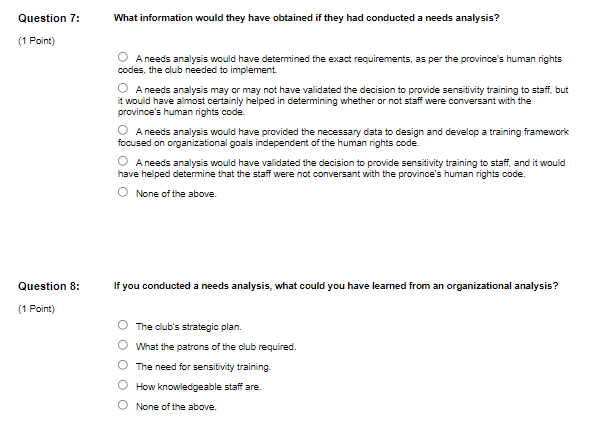 Question 7: (1 Point) Question 8: (1 Point) What