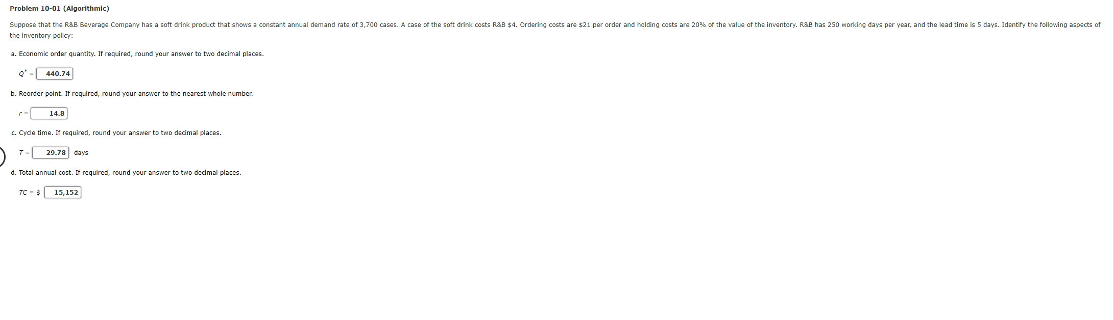 Problem 10-01 (Algorithmic) Suppose that the R&B