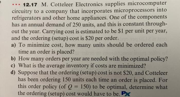 please help ! ... 12.17 M. Cotteleer Electronics