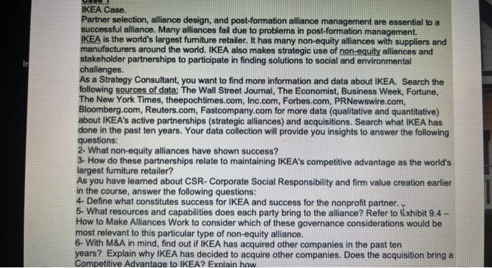 In IKEA Case. Partner selection, alliance design,