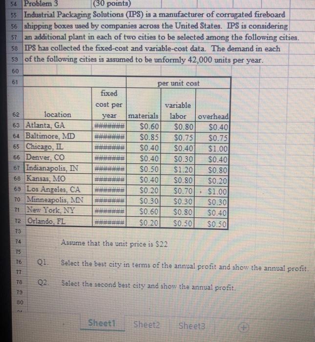 54 Problem 3 (30 points) 55 Industrial Packaging