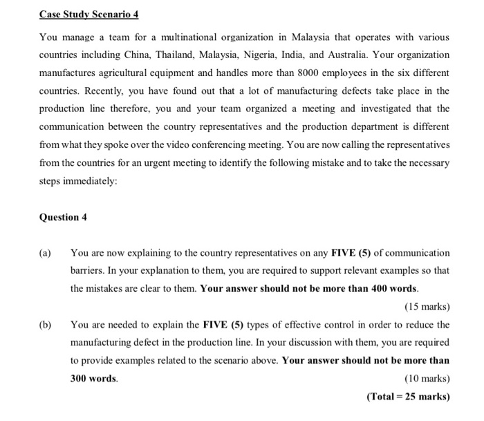 Case Study Scenario 4 You manage a team for a