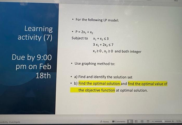 as . For the following LP model: Learning