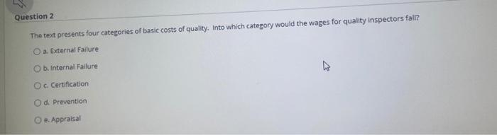 Question 2 The text presents four categories of