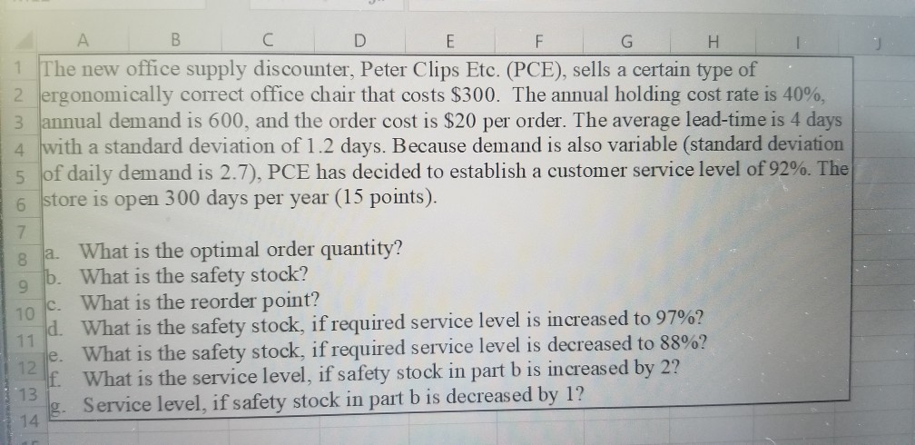 please answer operations management question