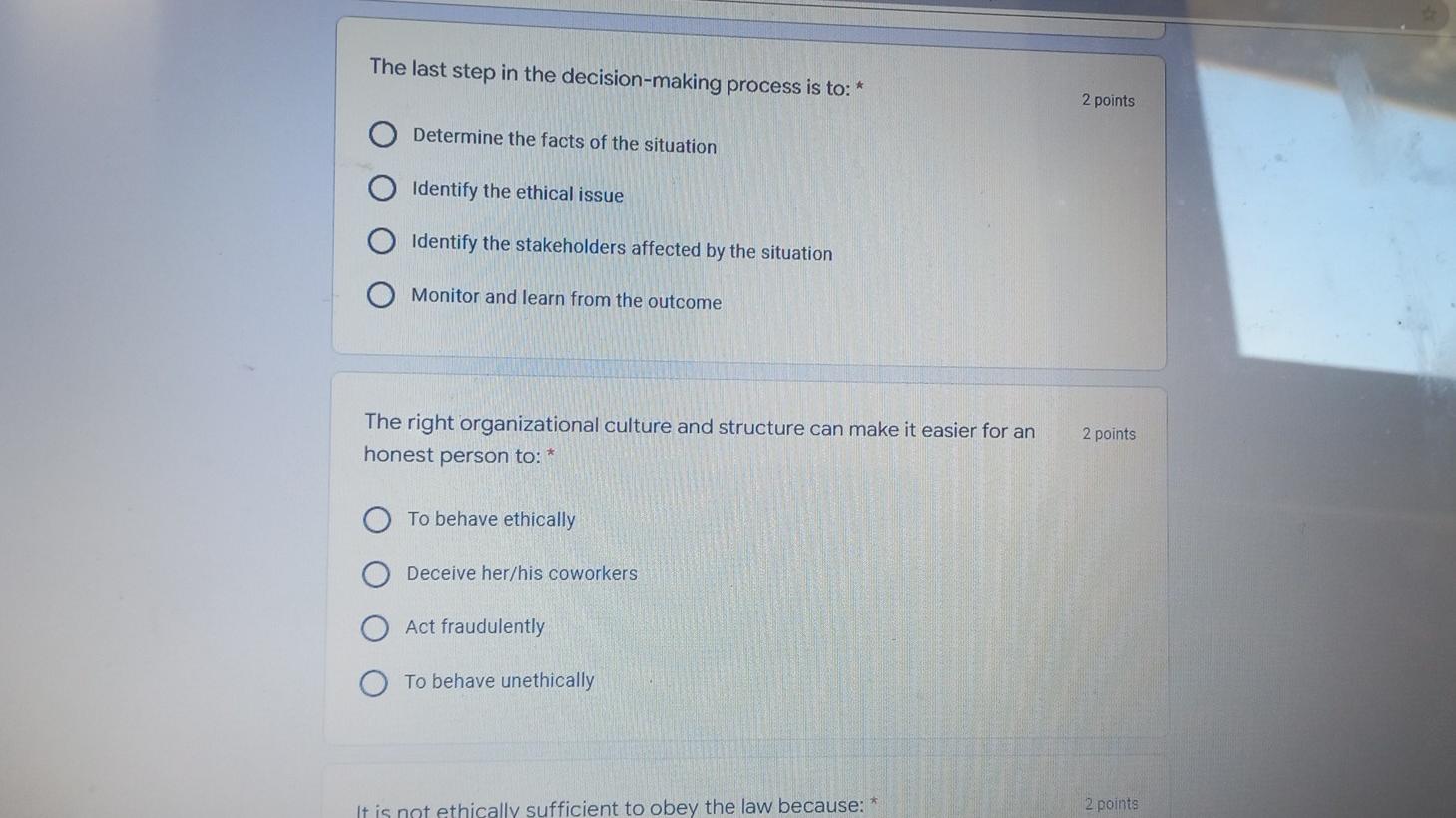 The last step in the decision-making process is