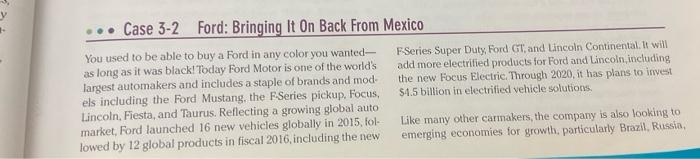 question 8 - Case 3-2 Ford: Bringing it On Back