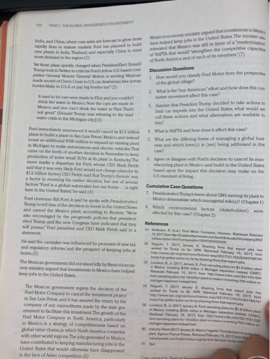 question 8 - Case 3-2 Ford: Bringing it On Back