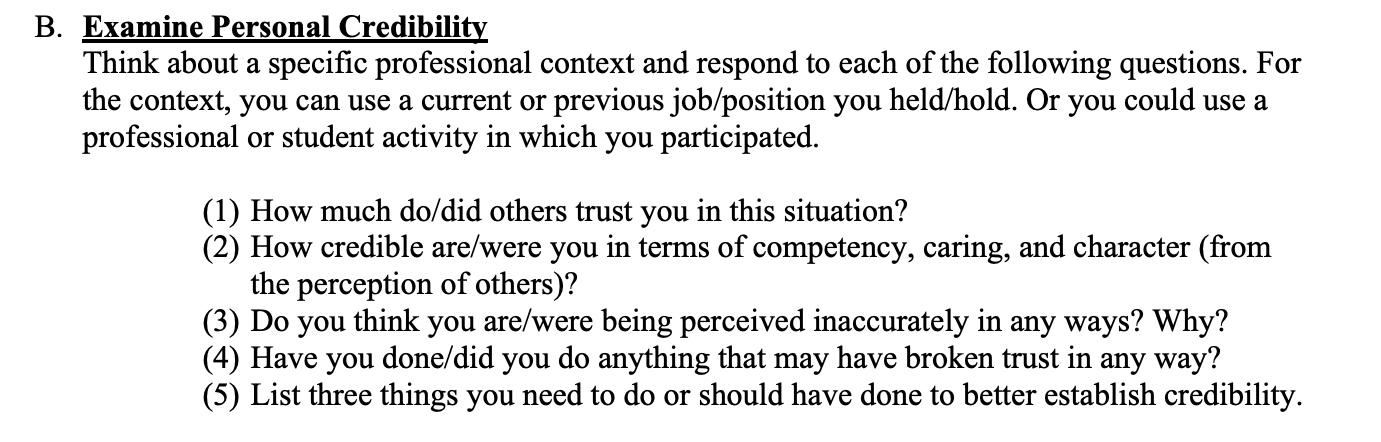 Please write Credibility Forum based on these