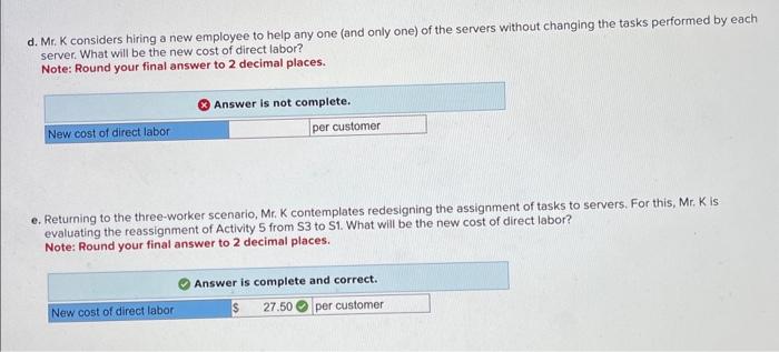 D and E please :) PA 4-4 (Algo) Mr. K's is a very