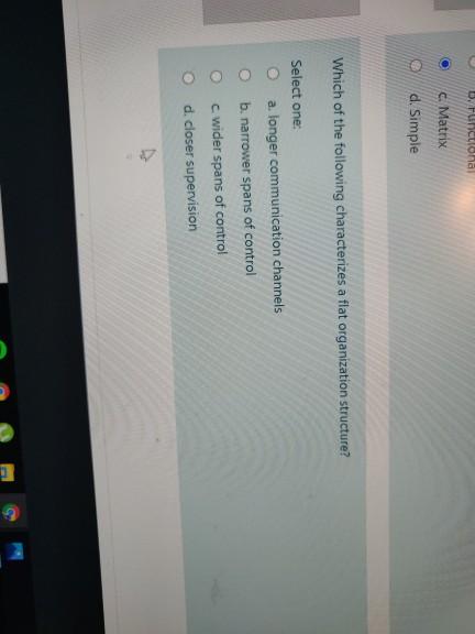 fast D. Functional C. Matrix d. Simple Which of