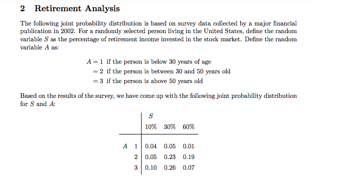 2 Retirement Analysis The following joint