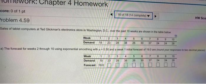 please need it asap Chapter 4 Homework core: 0 of