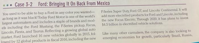 question 2 ** Question 3 not 2 - Case 3-2 Ford: