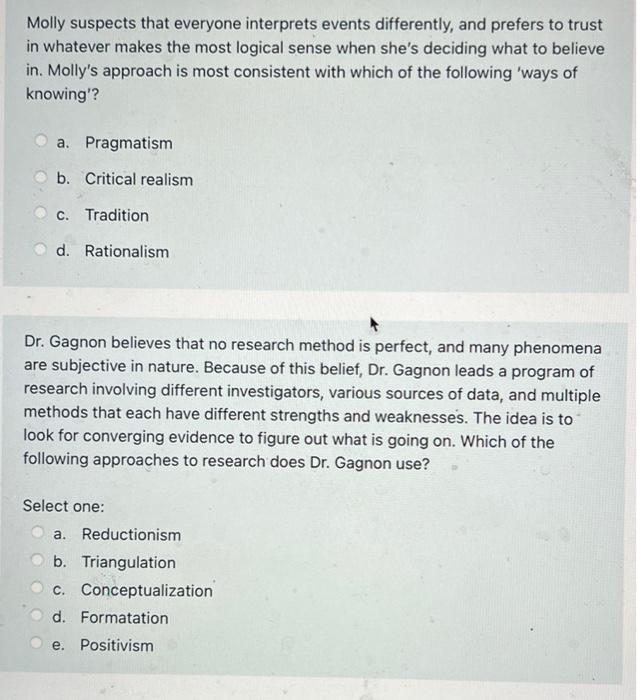 Molly suspects that everyone interprets events