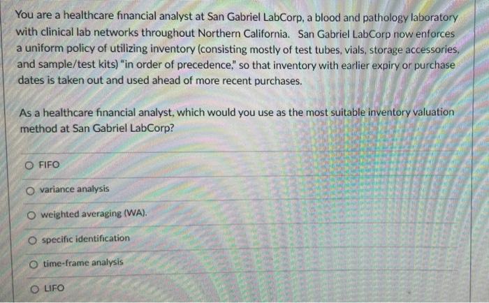 Help ASAP! You are a healthcare financial analyst