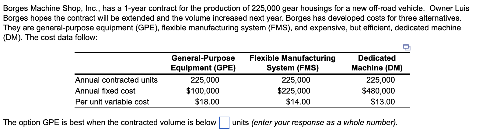 b) Borges Machine Shop, Inc., has a 1-year