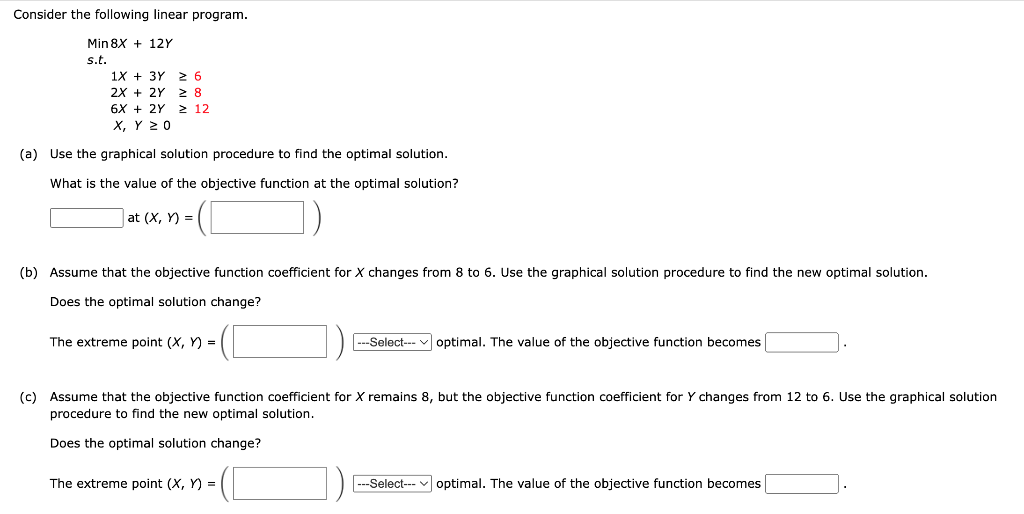 Consider the following linear program.