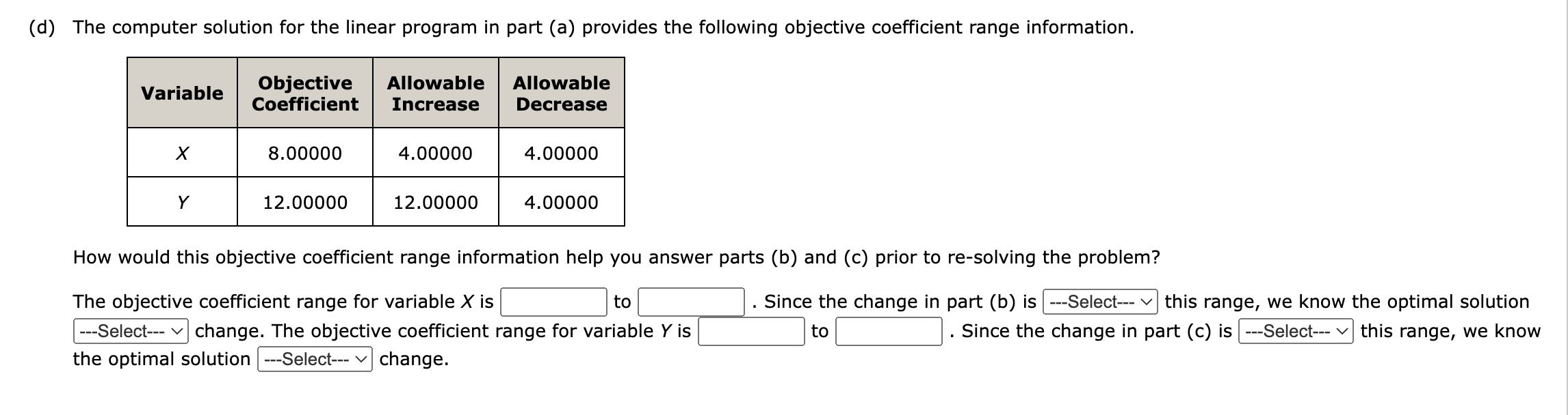 Consider the following linear program.