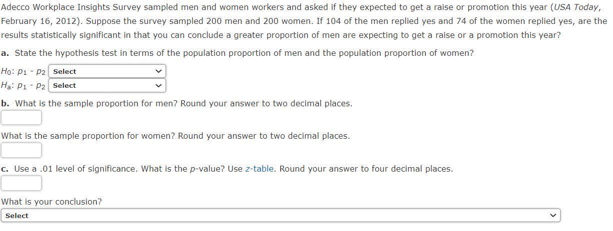 Adecco Workplace Insights Survey sampled men and