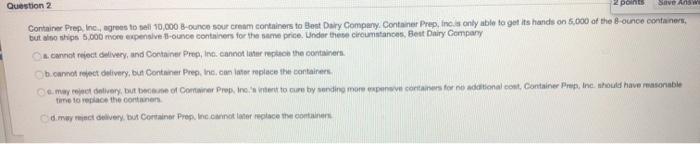 SAVAS Question 2 pois Container Prep, Inc.,