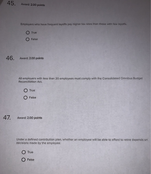 45. Award: 2.00 points Employers who have