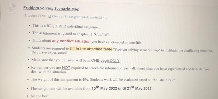Problem Solving Scenario Map Attached Files: