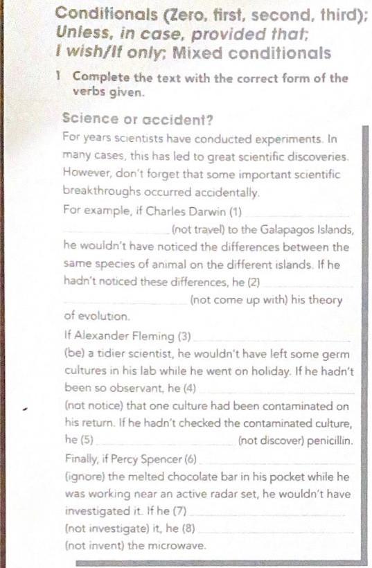 Conditionals (Zero, first, second, third);
