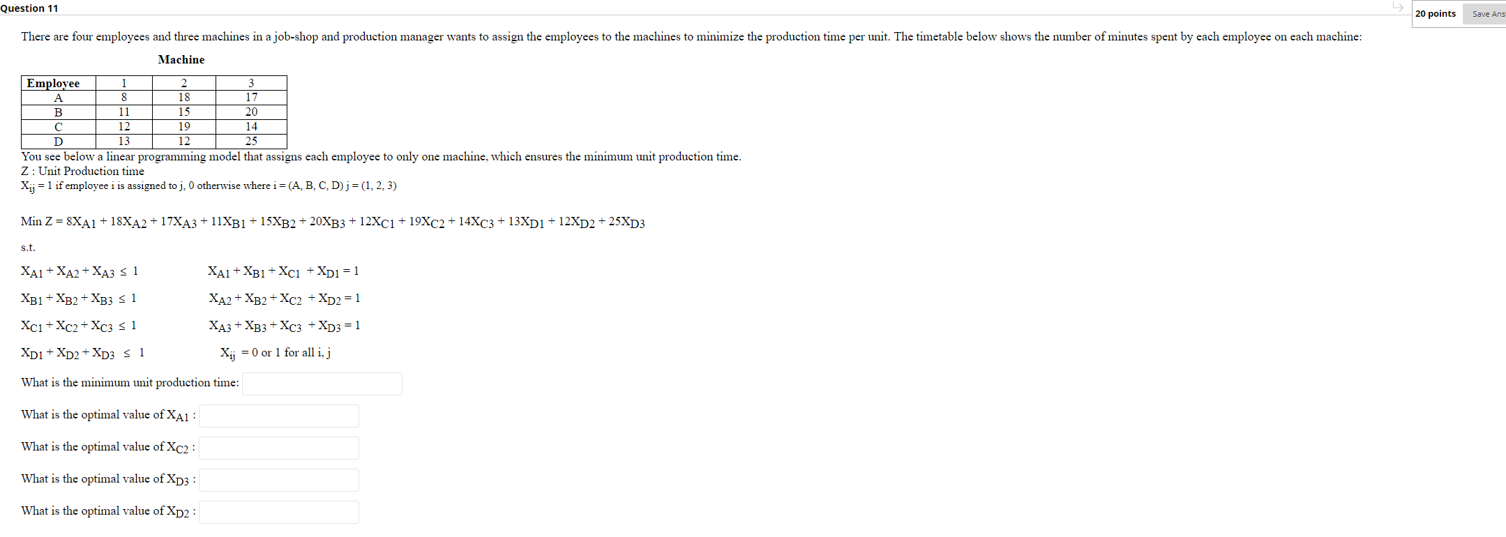 NEED THE ANSWER FAST PLEASE :( Question 11 20