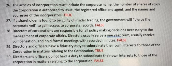 26. The articles of incorporation must include