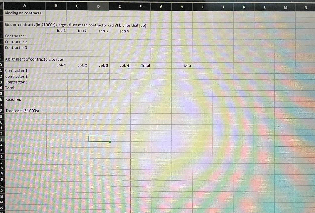 A company is taking bids on four construction