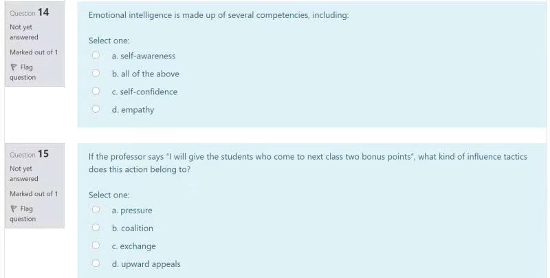 Question 14 Emotional intelligence is made up of