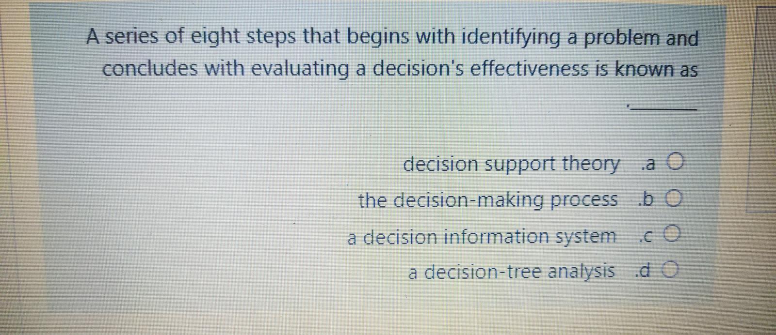 A series of eight steps that begins with