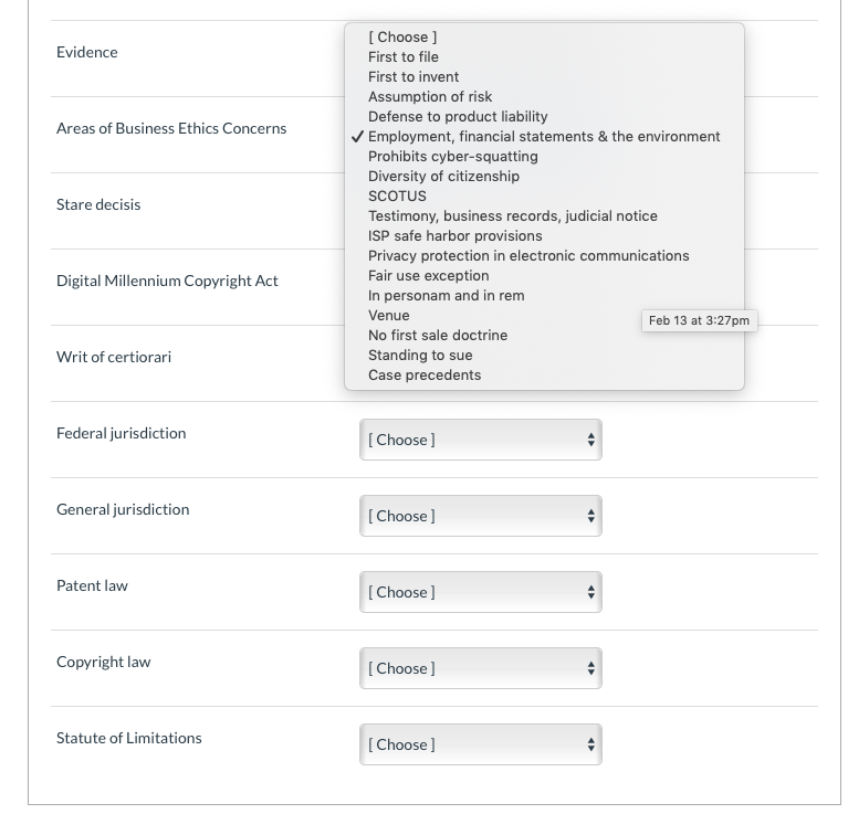 Evidence Areas of Business Ethics Concerns Stare