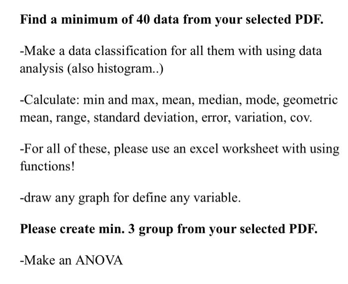 Find a minimum of 40 data from your selected PDF.