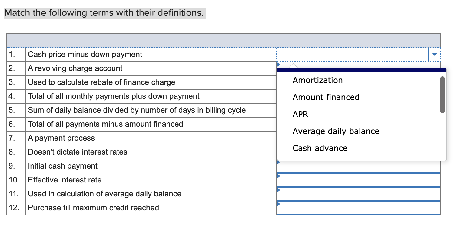 Match the following terms with their definitions.
