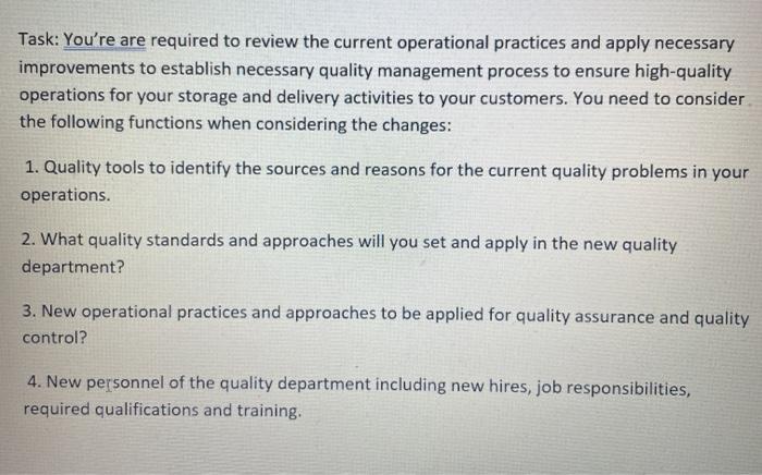 Current situation: Your company, which is a large