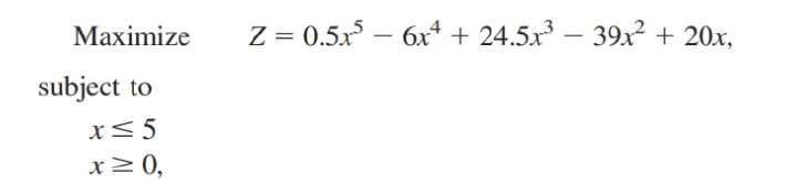Consider the following objective and constraints: