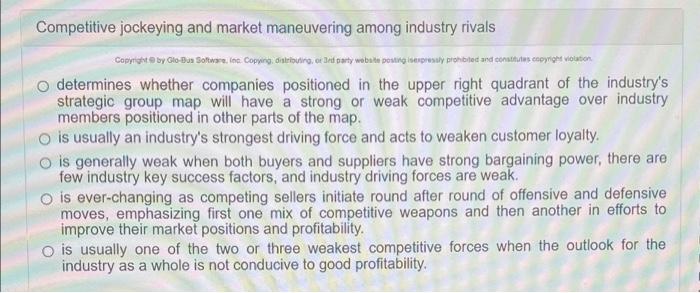 Competitive jockeying and market maneuvering