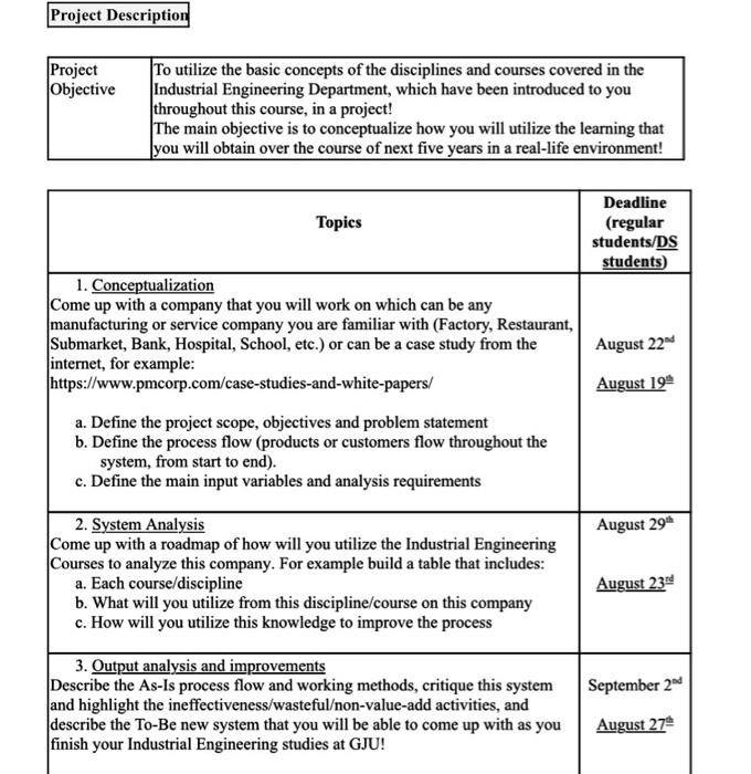 System Analysis For example build a table that